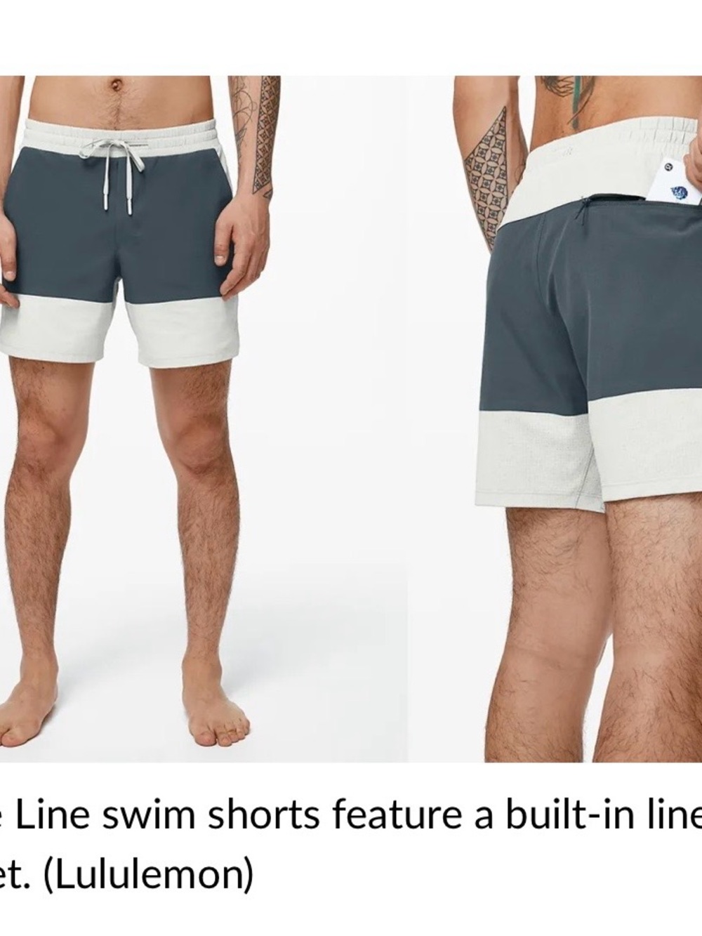 lululemon Lane Line Swim Shorts Men’s S 6” Navy Cream Colorblock Lined